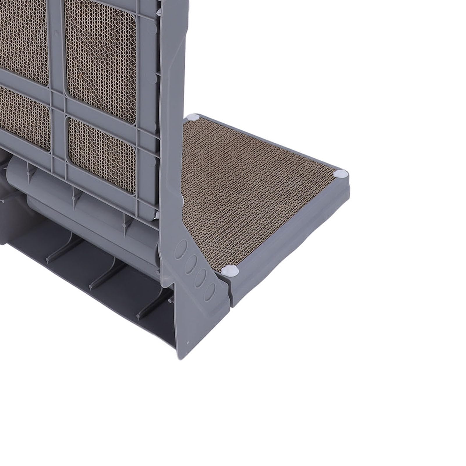 Rascador Vertical de cartón en Forma de L, 23.62 Pulgadas, con Bolas de Hierba gatera incorporadas, rascador de cartón con Bola para Gatos de Interior, tamaño Grande (Grey)
