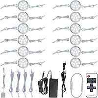 Vista 9 de Curio - Kit de luces LED redondas regulables, cableadas, enlazables e inalámbricas, regulables y redondas, 120 V, con cable sobre gabinete, 12 12