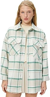 Koton Gömlek Yaka Uzun Kollu Cep Detaylı Ekoseli Oversize Gömlek Oduncu Gömleği Uzun Kollu Yumuşak Dokulu Kapaklı Cep Detaylı Kadın