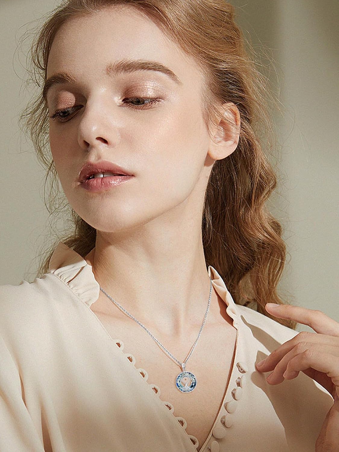 TOUPOP Mustard Seed Necklace Sterling Silver Turquoise Mountain Tree of Life Mustard Seed Pendant Crystal Jewelry Birthday Christmas Mothers Day Gifts for Women Mom Daughter - Image 3