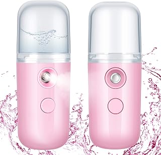 2 Pieces Nano Facial Mister 30ml Portable Mini Face Mist Handy Steamer USB Mist Hand Eyelash Extensions Atomization Machine for Facial Hydrating (Pink)