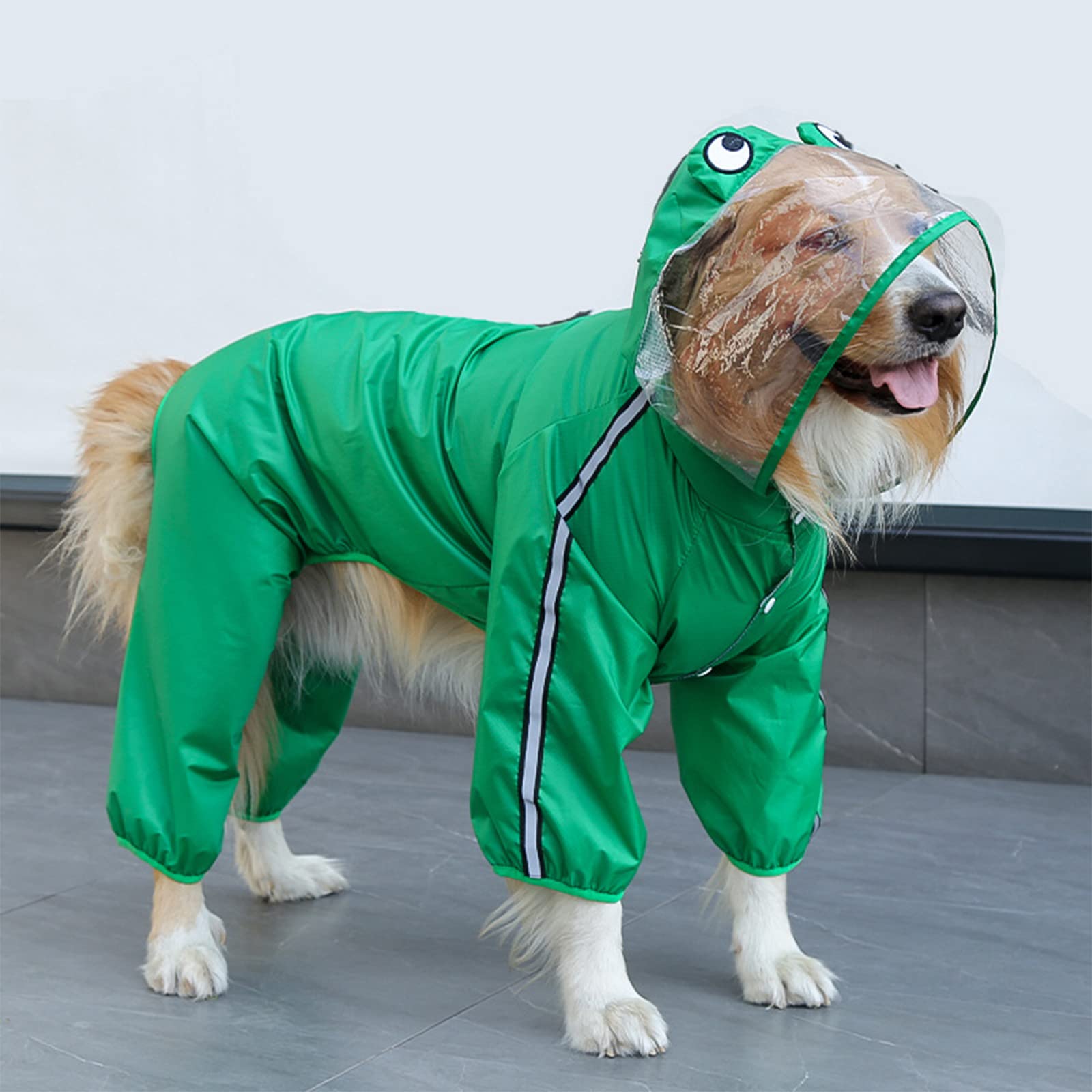 HMJGDHX Chubasquero para Perros, Poncho Transparente con Capucha, Transpirable para Perros pequeños, medianos y Grandes, Impermeable, Reflectante, Dinosaurio/Rana, Lindo Modelado