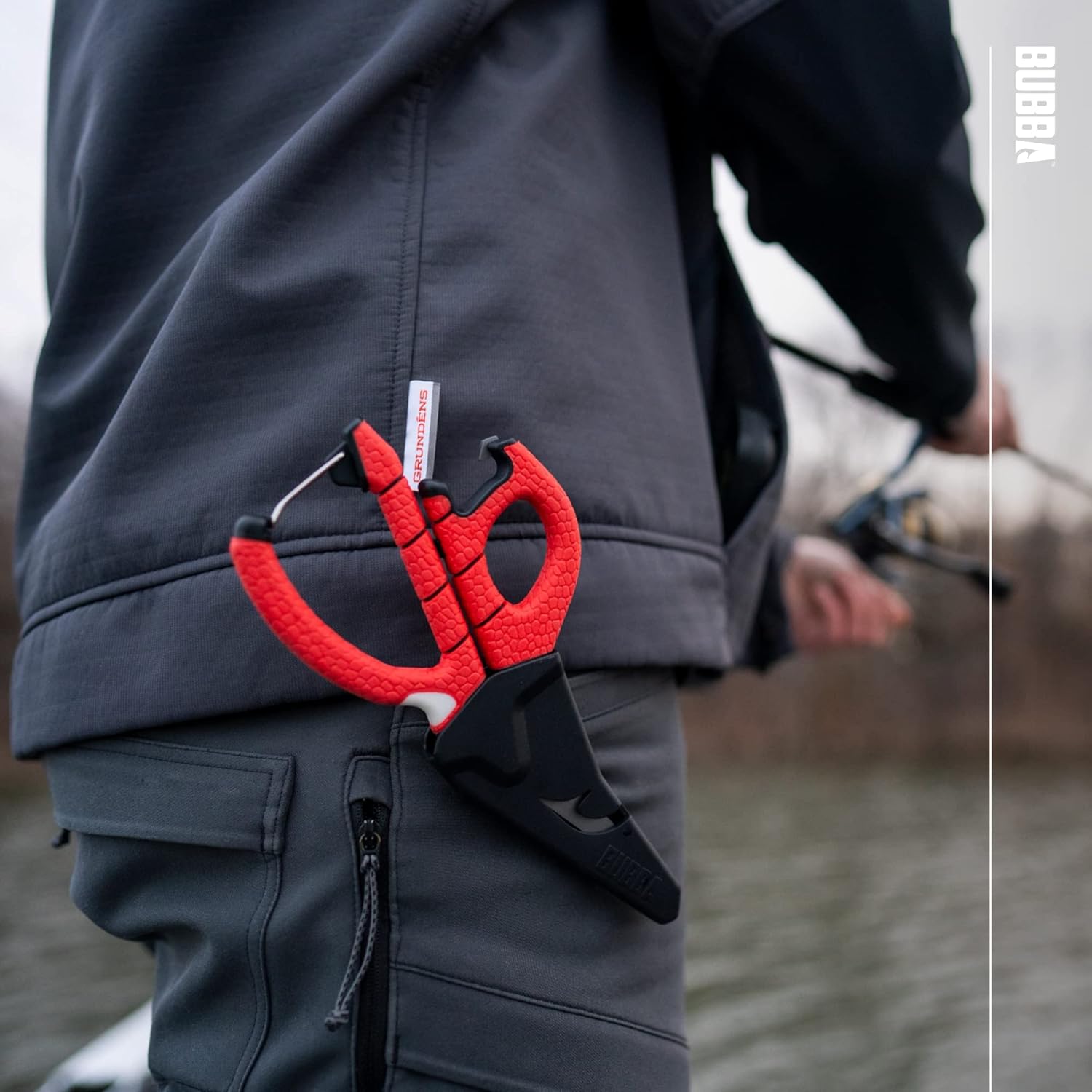 BUBBA Large Shears Fishing Tool With Micro-Serrated Blades for Braided Line - Clip Sheath Included