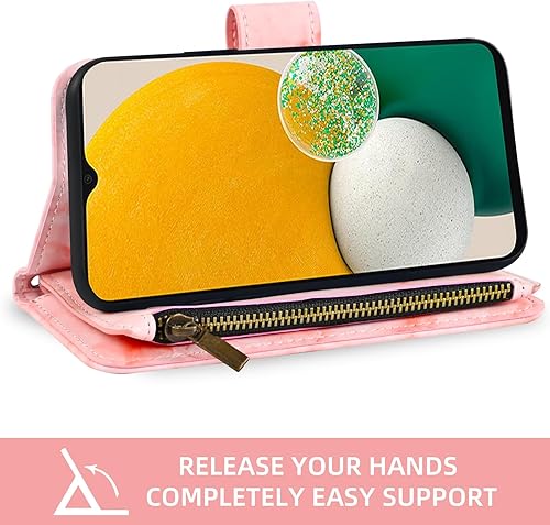 Miniatura 4 de Asuwish Funda de teléfono para Samsung Galaxy A13 5G Wallet Cell Cover con protector de pantalla de vidrio templado y soporte de ranura para tarjeta