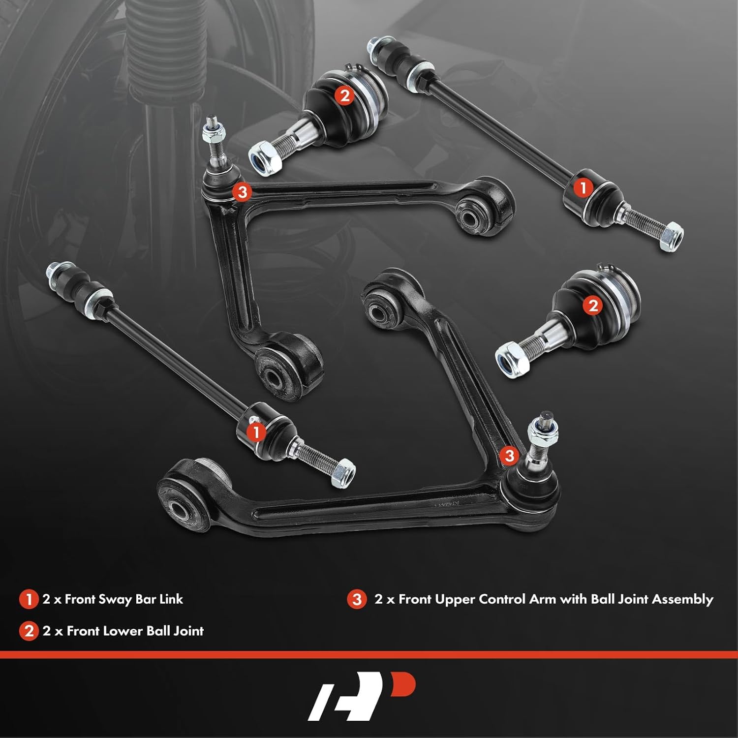 A-Premium 6Pcs Front Suspension Kit, Upper Control Arm, Lower Ball Joint, Sway Bar Link, Compatible with Dodge Ram 1500 2002 2003 2004 2005, 4WD Only