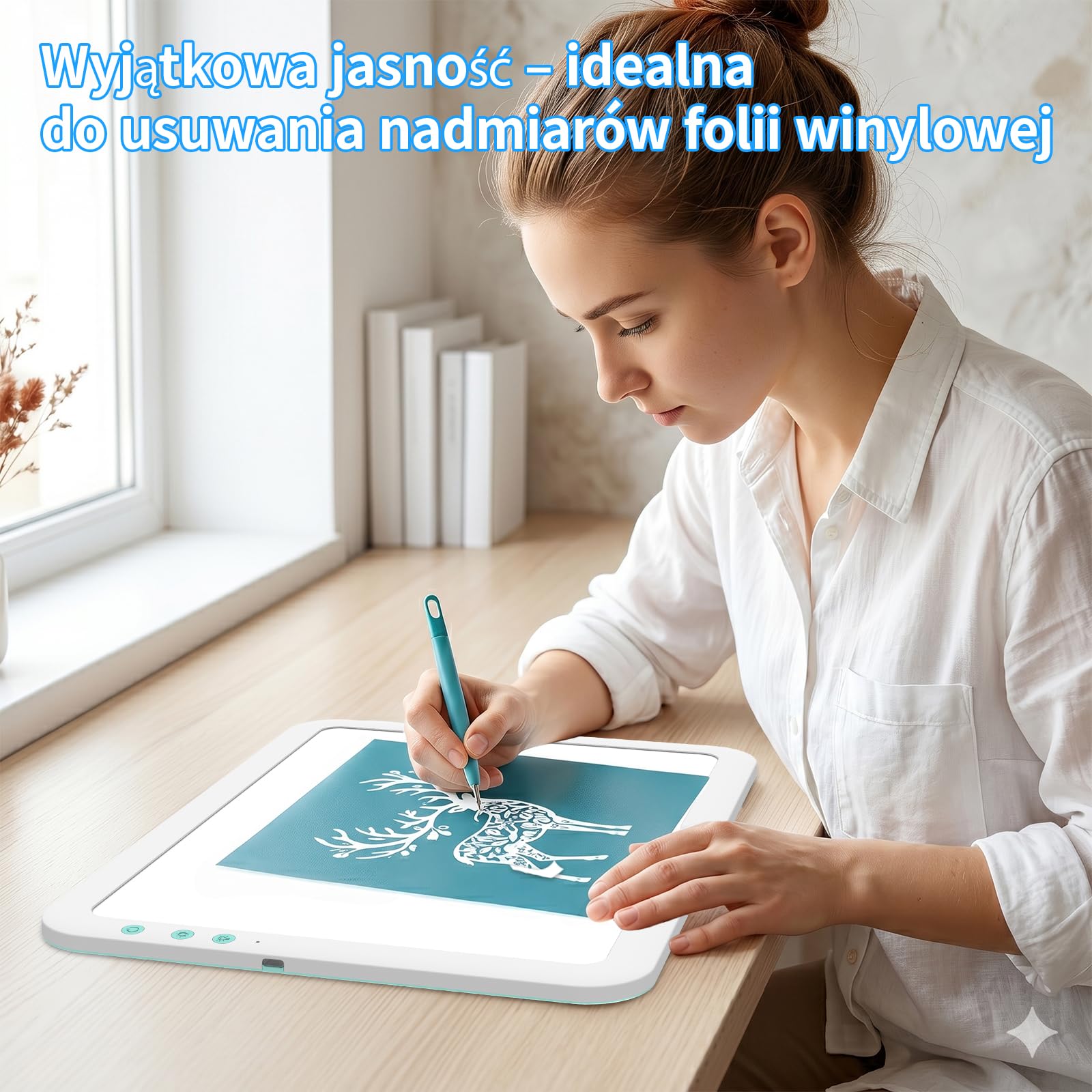 TOHETO A4 ładowana super jasna podkładka świetlna LED z torbą do przenoszenia Cricut Narzędzie winylowe, przenośna bezprzewodowa tablica oświetleniowa 3500 mAh do śledzenia, malowania diamentowego,