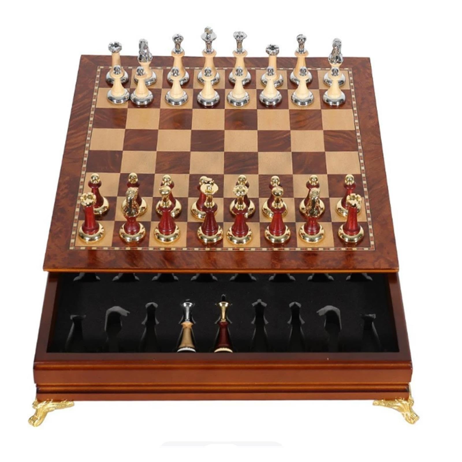 Juego de ajedrez Europeo Vintage de Madera con Almacenamiento Ajedrez