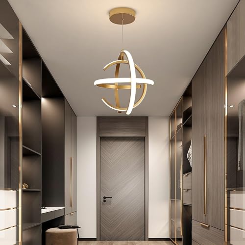 Miniatura 9 de Moderno candelabro LED dorado, luces colgantes de metal cepillado regulables, lámpara de techo colgante para cocina, isla, sala de estar, comedor,