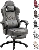 Vista 10 de Dowinx Silla de Juegos de Cuero PU Transpirable para Jugadores con Reposapiés, Soporte Lumbar de Masaje, Silla de Computadora Reclinable Ergonómica