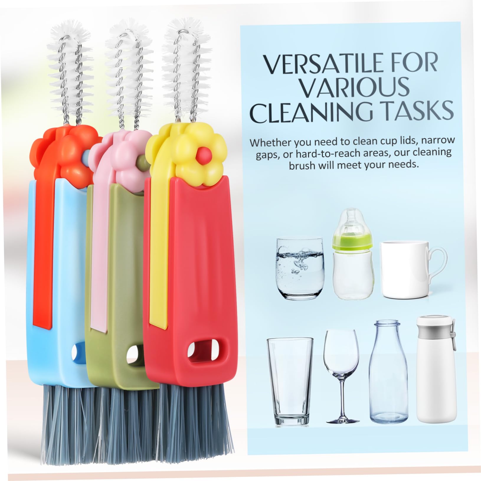 Set di spazzole multiuso per la pulizia, include scovolini per fessure, bottiglie, tubi, mocio per acqua, spazzole per la pulizia della spina elettrica, 6 pezzi x 4 set