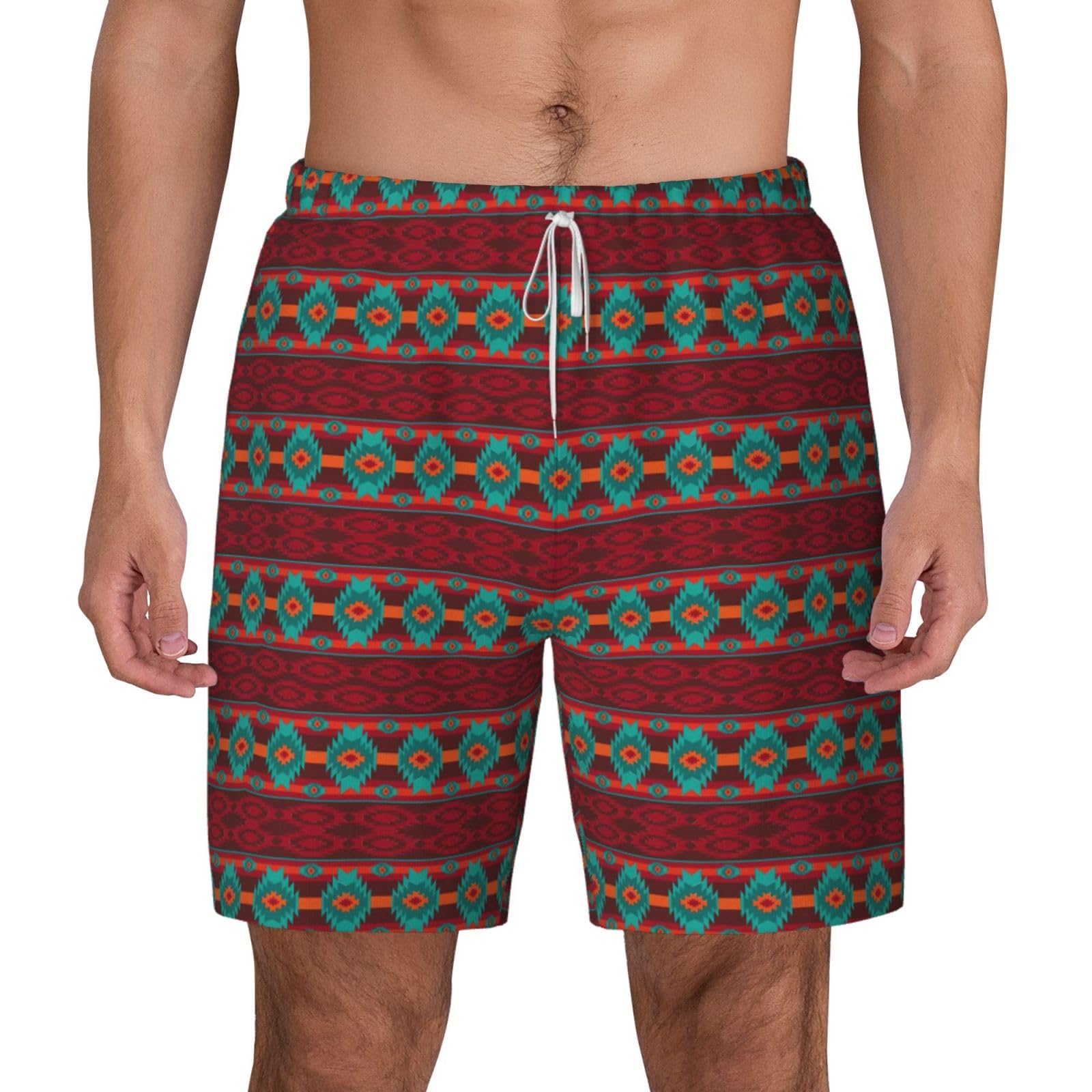 Bañador para hombre tipo bermuda hawaiana con estampado étnico y bolsillos 8