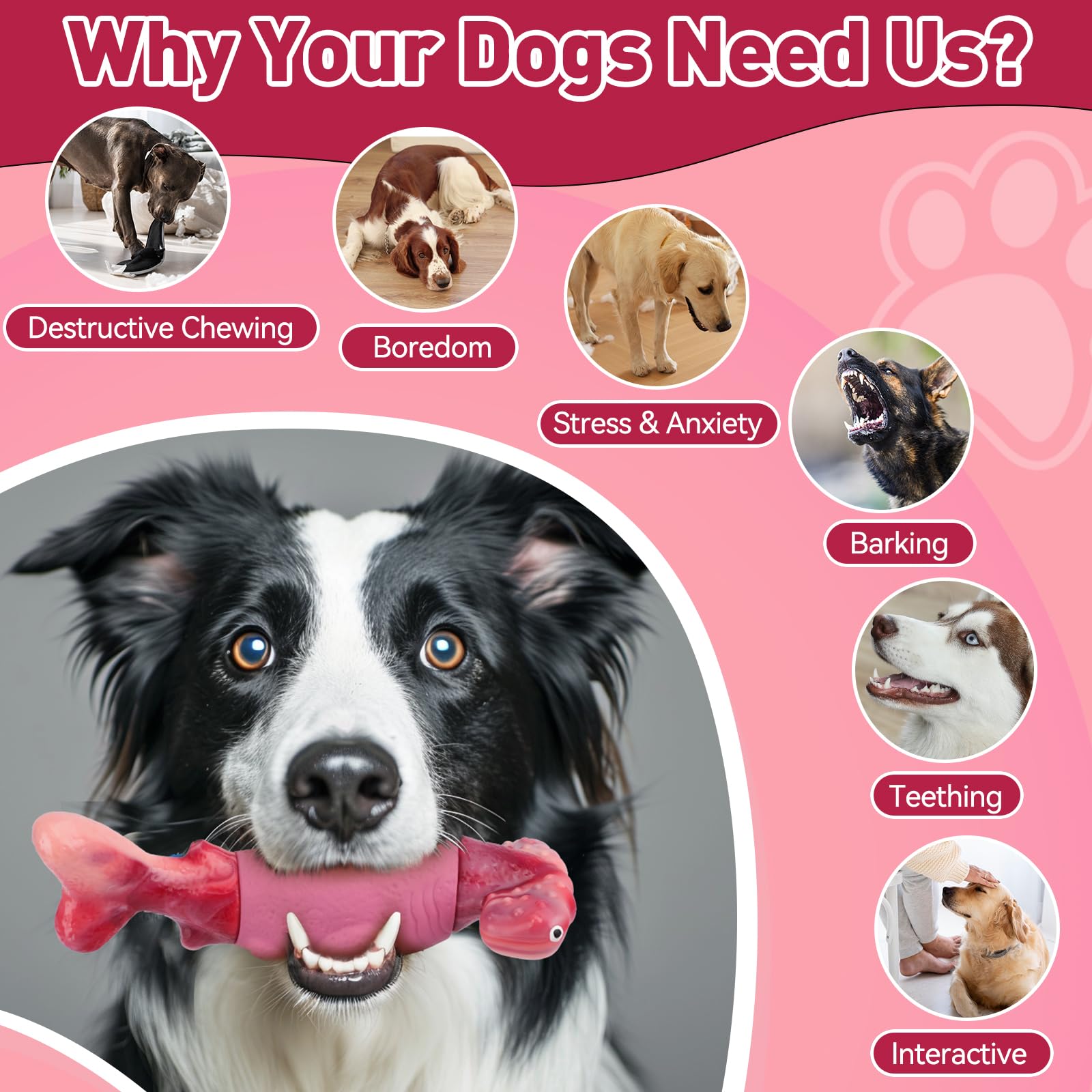 BIKIISEN Dog Toys for Aggressive Chewers Interactive Dog Chew Toy for Large Dogs Indestructible Squeaky Toys to Keep Them Busy - Image 3