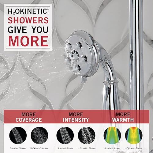 Miniatura 5 de Delta Faucet 3-Spray H2Okinetic - Barra deslizante de ducha de mano con manguera acero inoxidable 51308-SS