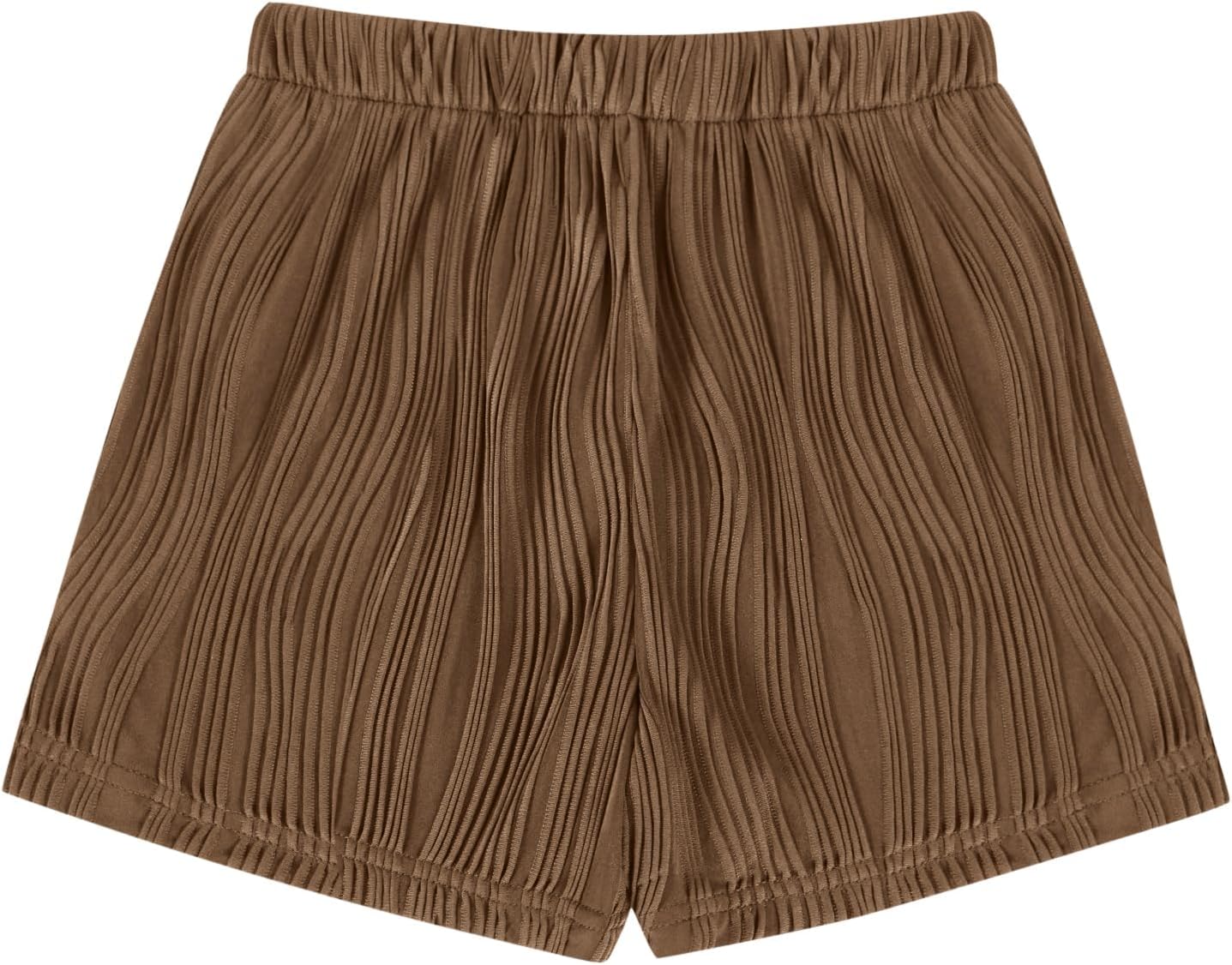 Girls Summer Shorts Cute Pleated Elastic Waist Textured Casual SweatShorts