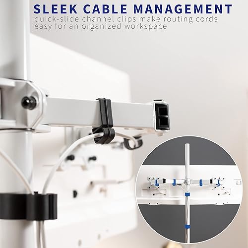 Miniatura 7 de VIVO Soporte de escritorio de pie para monitor doble, poste extra alto de 39 pulgadas, soporte totalmente ajustable para pantallas de hasta 27