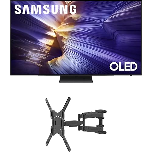 Samsung QN55S90FAFXZA 55 Inch 4K OLED Smart TV with a Kanto M600 Full Motion Mount (2025)