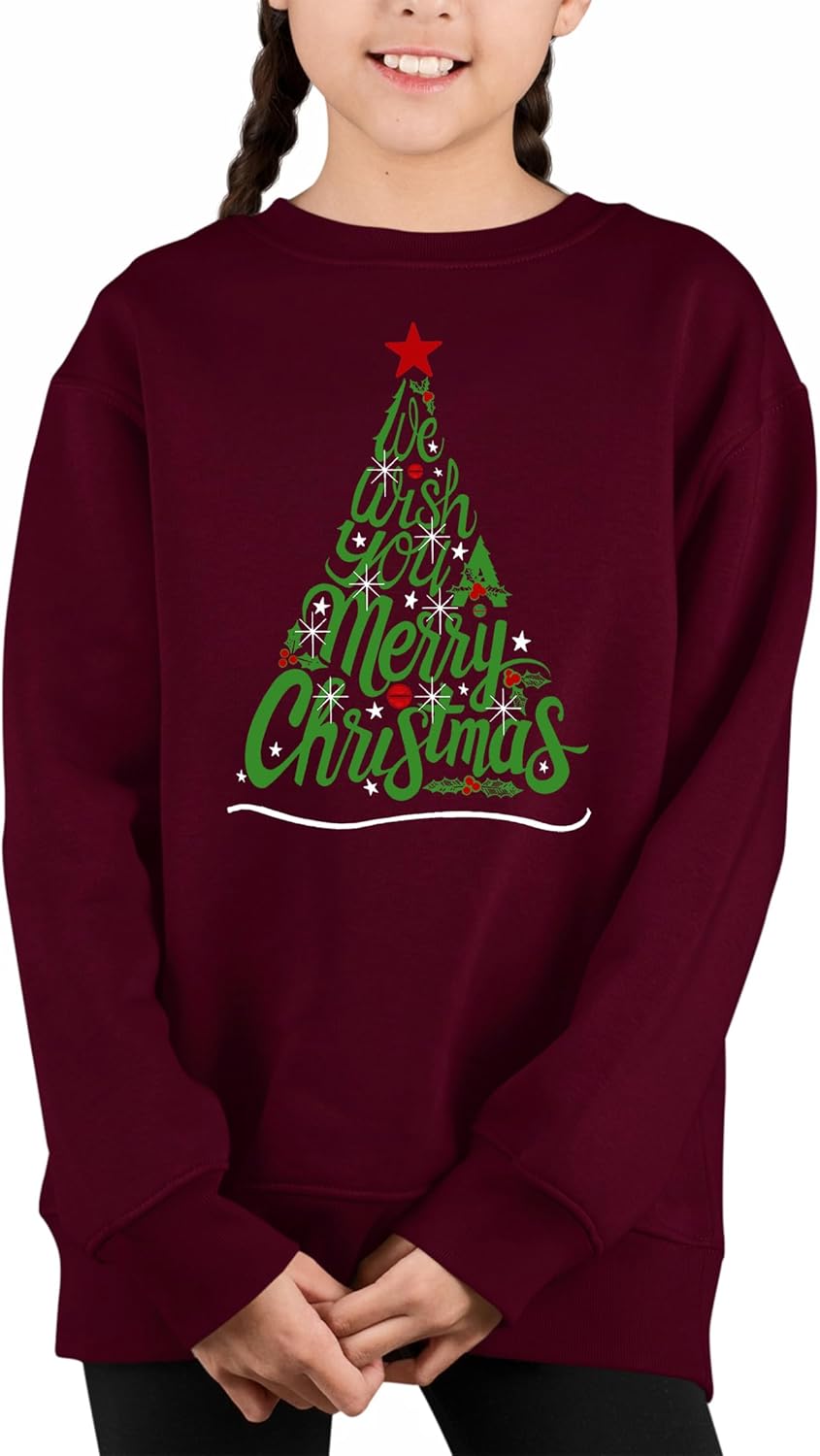 We Wish You A Merry Christmas - Girl's Word Art Crewneck Sweatshirt