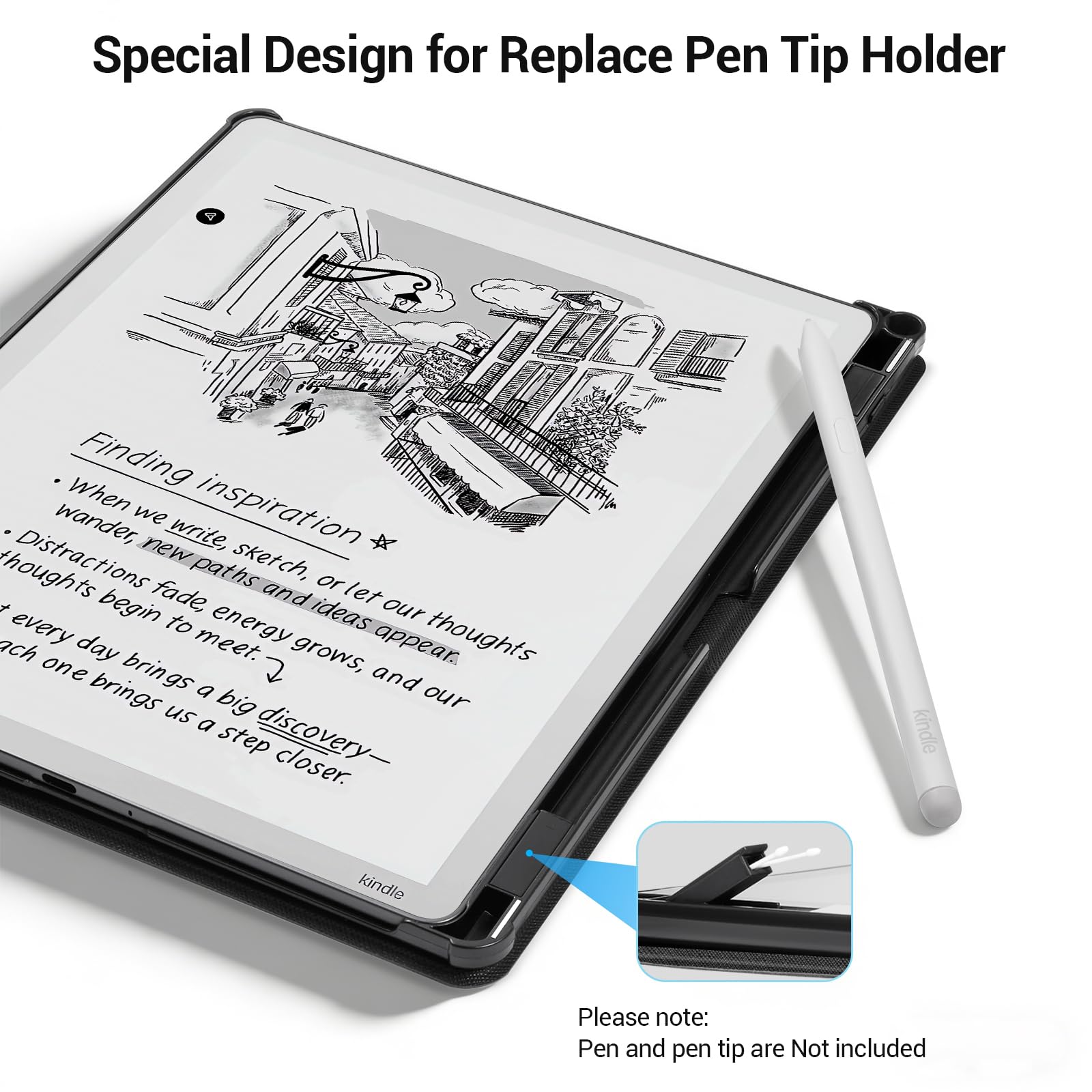 CoBak Housse pour Kindle Scribe 3e génération 2025 11 Pouces et Colorsoft - Nouvelle Housse en Cuir synthétique PU avec Fonction Veille et réveil Automatique et Porte-Stylo
