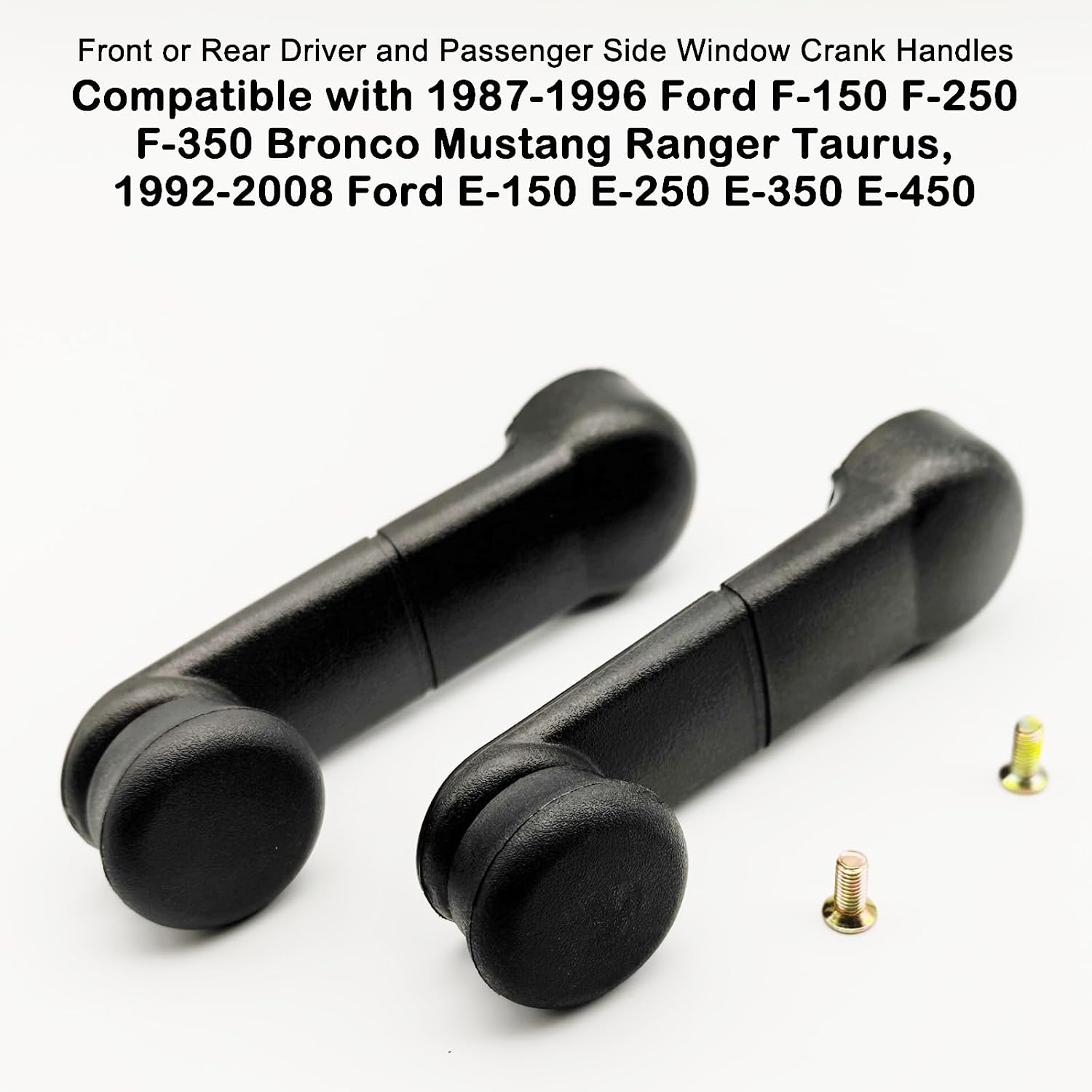 76946 Window Crank Handle for 1987-1996 Ford F-150 F-250 F-350 Bronco Mustang Ranger Taurus, 1992-2008 Ford E-150 E-250 E-350 E-450, Front or Rear Left Driver & Right Passenger Side, Black