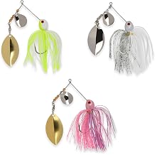 Finesse Spinner Baits for Bass Fishing, Premium Hand-Poured, Spinnerbait Fishing Lures with Turtleback Blade, 3/0 Mustad XL Hook, 3/8 Oz Head for Long Distance Casting - Pack of 3