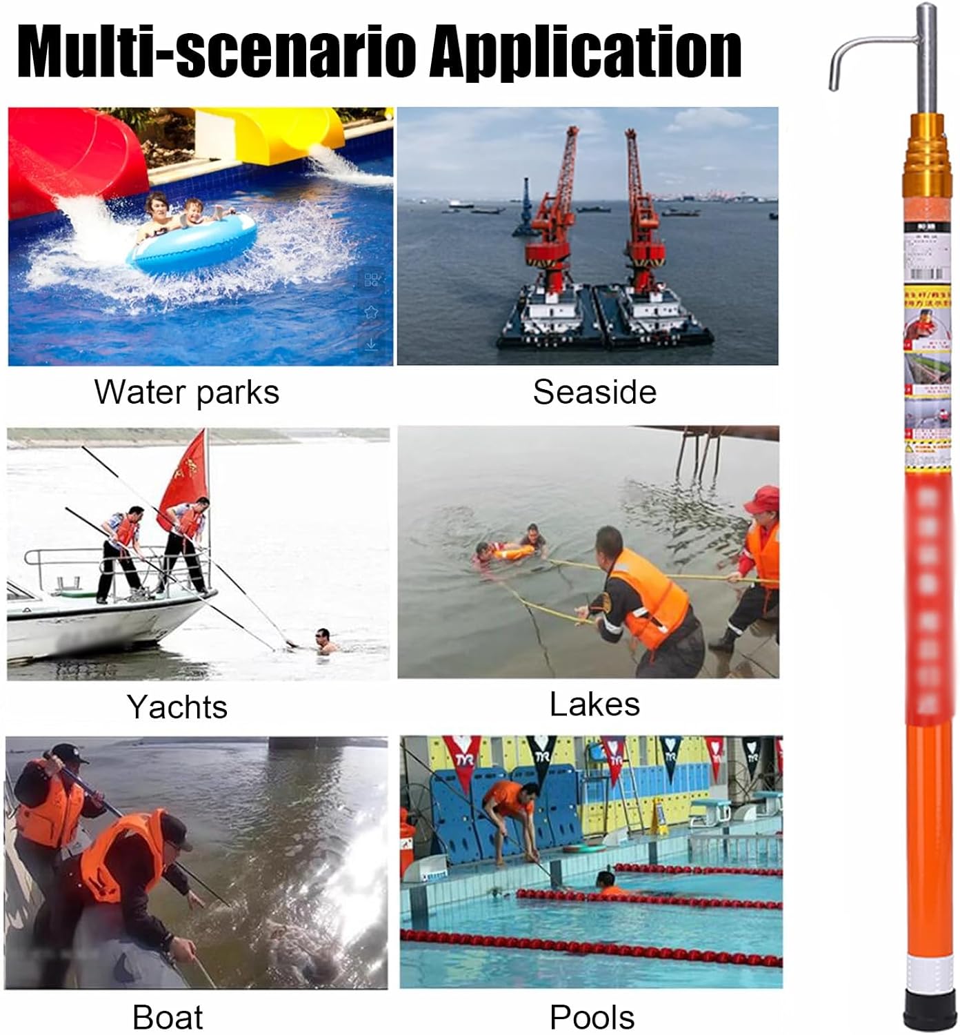 Extendable Boat Hook - Ideal for Docking, Cargo Retrieval & Emergency Rescues, Adjustable Length, Durable Lightweight Design for Boating Enthusiasts