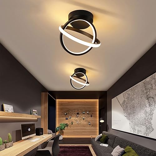 Miniatura 4 de CANEOE Lámpara de techo LED negra, lámpara de techo LED moderna de 3000 K, lámpara de techo de diseño creativo de metal para sala de estar,