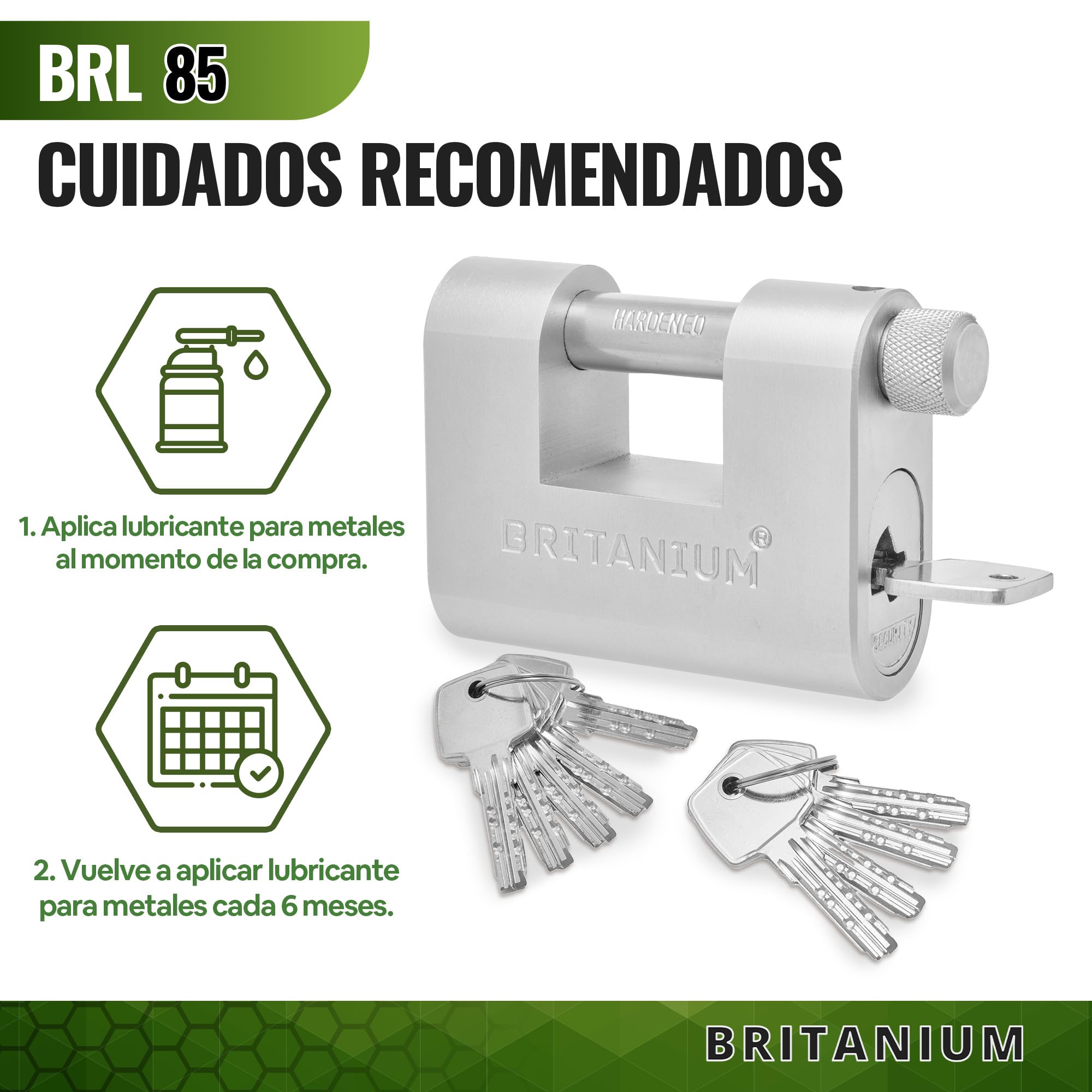 BRL85 Candado de Seguridad Blindado de Alta Seguridad. Cerradura para Contenedor. Cilindro de Seguridad Antitaladro y Resistente. Candados para Puertas, Motos, Cobertizos y Garajes