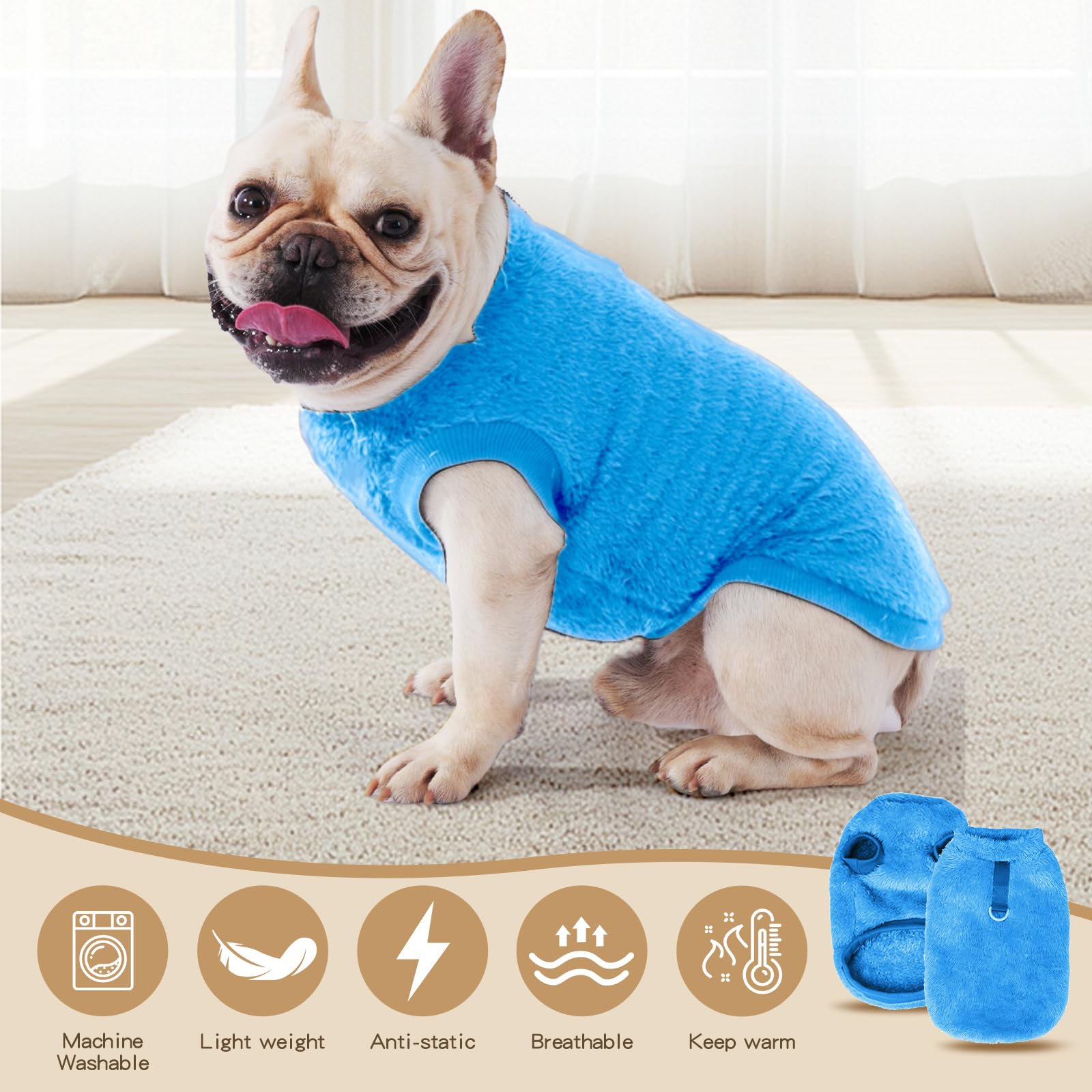 Kleine hondentrui met D-ring, Polar fleece hondenjas met rits, warm wintervest voor puppy's en kleine honden, meisje, jongen_M (dieprood