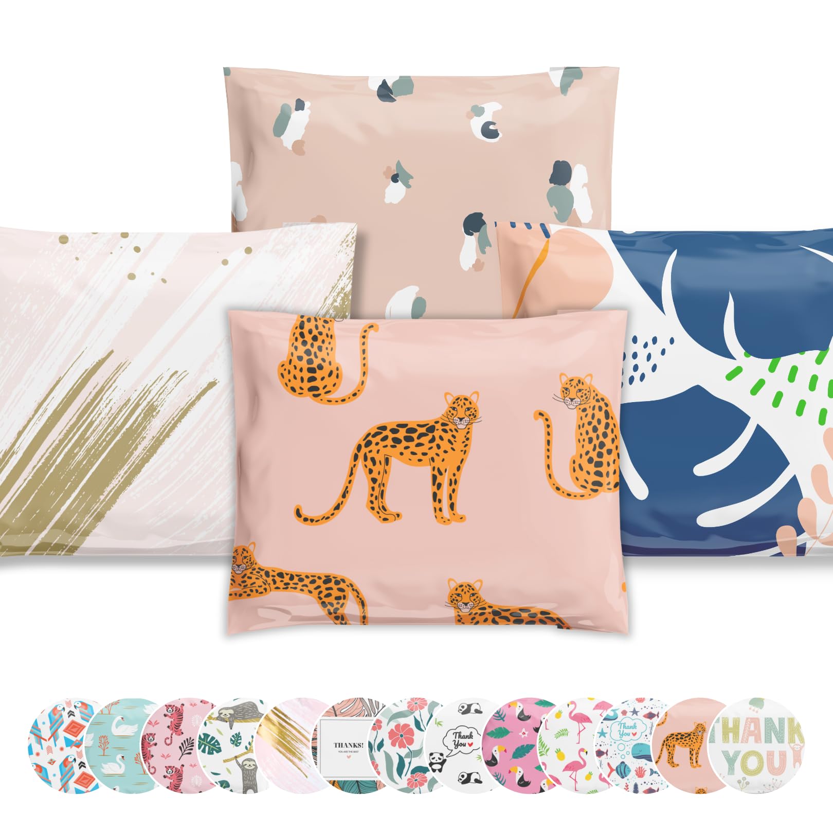 Poly Mailers 10x13 100 Pack | Self-Sealing Shipping Bags Envelopes for Small Business | Waterproof Durable Packaging | Variety Sample Pack | Thank You