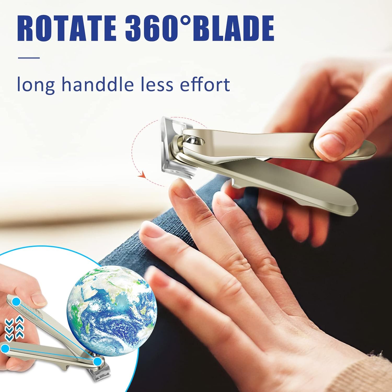 DR. MODE Nail Clippers Easy Grip 360 Degree Rotary Toenail Clippers for Men,Stainless Steel Long Handle Fingernail Clippers Sharp Blade Nail Cutters Trimmer with Nail File : Beauty & Personal Care