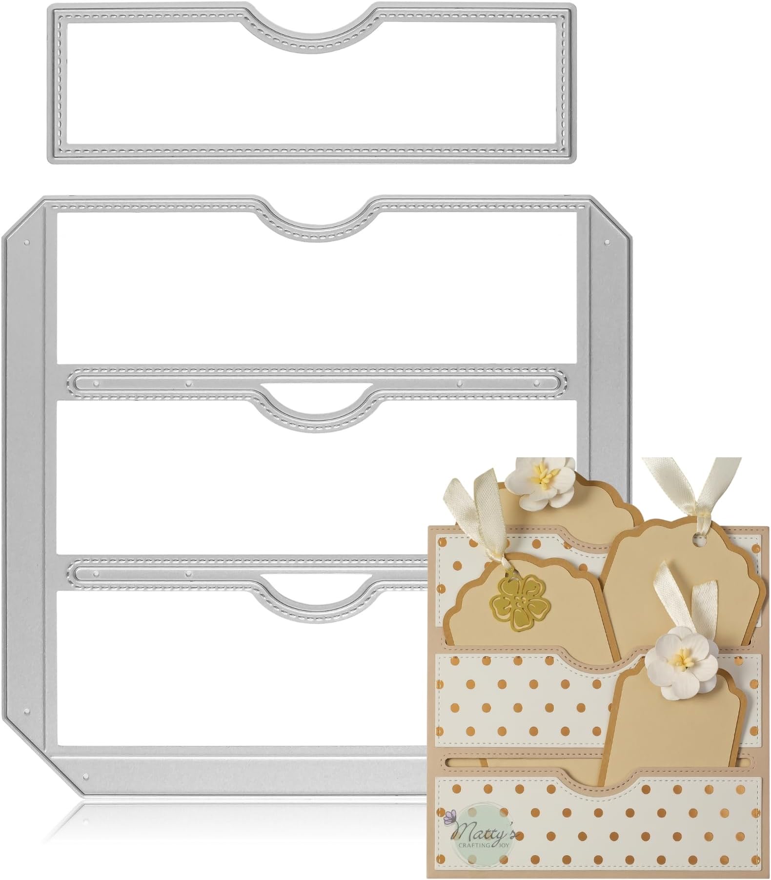 Matty's Crafting Joy Stitched Slots Pocket Die Cut Set - Large Pocket Die, Metal Cutting Dies for Card Making, Paper Crafting, Scrapbooking Supplies - by