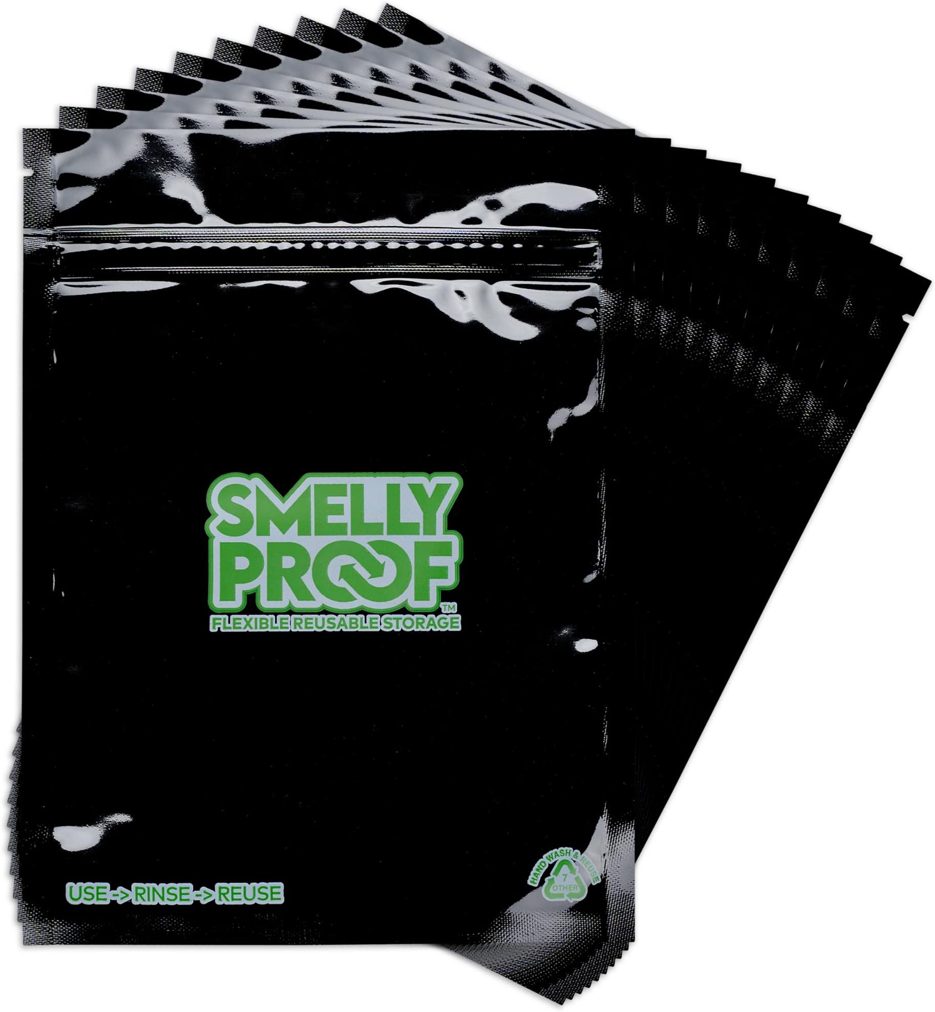 10pk 4-MIL Reusable Food Storage Bags, Reusable Sandwich Bags, Freezer Bags, BPA Free, No PEVA, Non-Silicone Bags for Food Storage, Snack Bags, 10 Black Smelly Proof Bags 6.5" x 7.5"