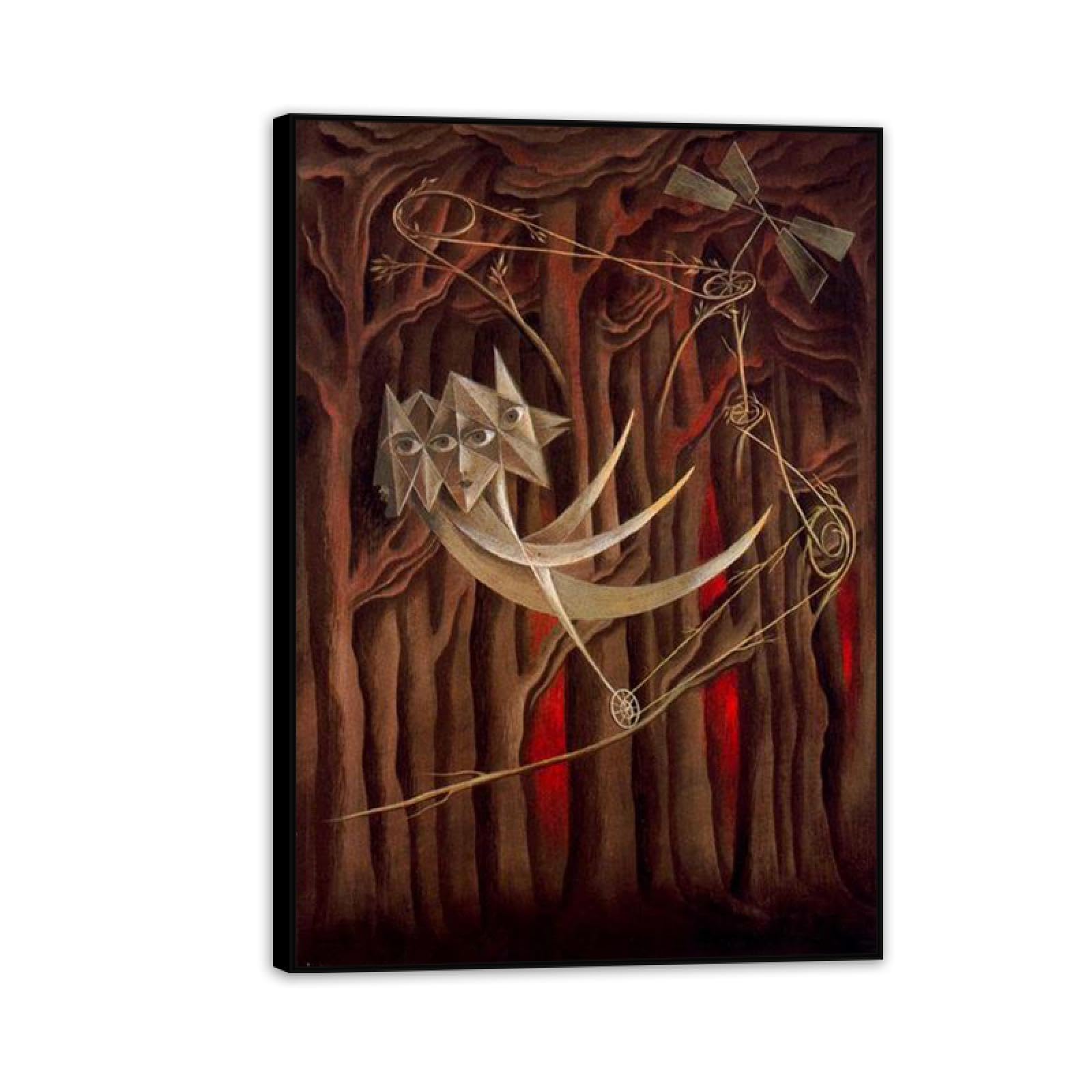 MYCGGDGH Remedios Varo Canvas Wall Art Reproductions of Famous Paintings Tightrope walkers Surrealist Canvas Painting Wall Decor for Living Room Bedroom Home Decor 70x50cm(28x20in) Black Framed