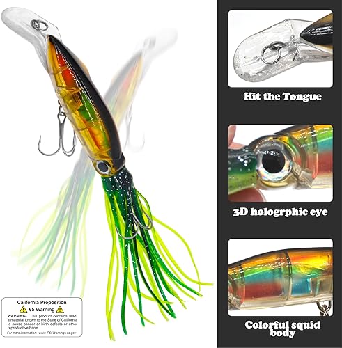 Miniatura 3 de Juego de señuelos de pesca de calamar, señuelos de calamar de pesca, suaves y luminosos, de simulación grande, señuelos artificiales de plástico