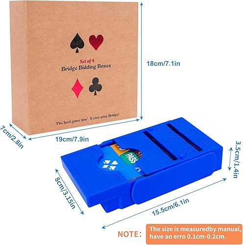 Miniatura 2 de Bridge - Juego de 4 cajas de puja de alta calidad en Tournment Texas Holdem, tarjetas de papel azules