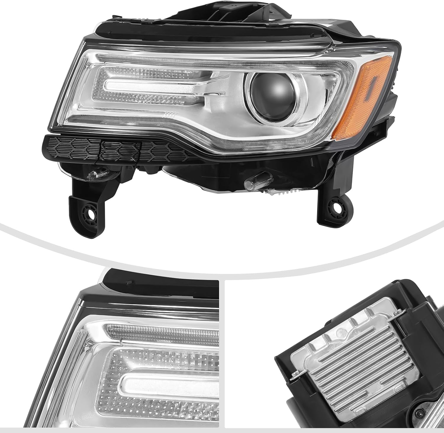 HID Headlight, Headlight For 2014-2021 Jeep Grand Cherokee HID Headlight NON AFS 10 Pins Models Only (Left)
