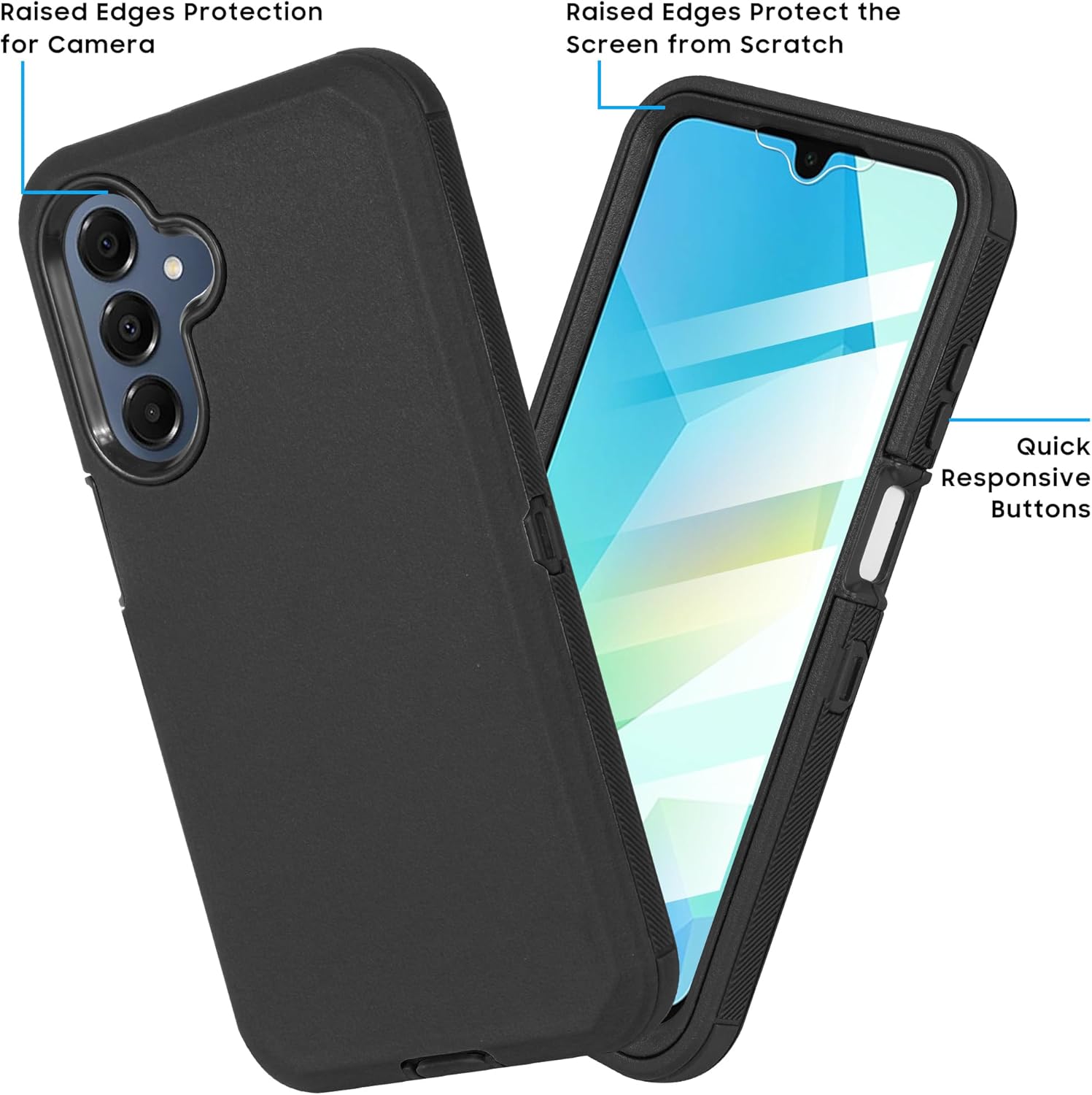 Compatible for Samsung Galaxy A17 2025, Built in Screen Protector, Belt Clip Holster Heavy Duty Defender Case Dustproof Shockproof Protection (Black) - Image 2