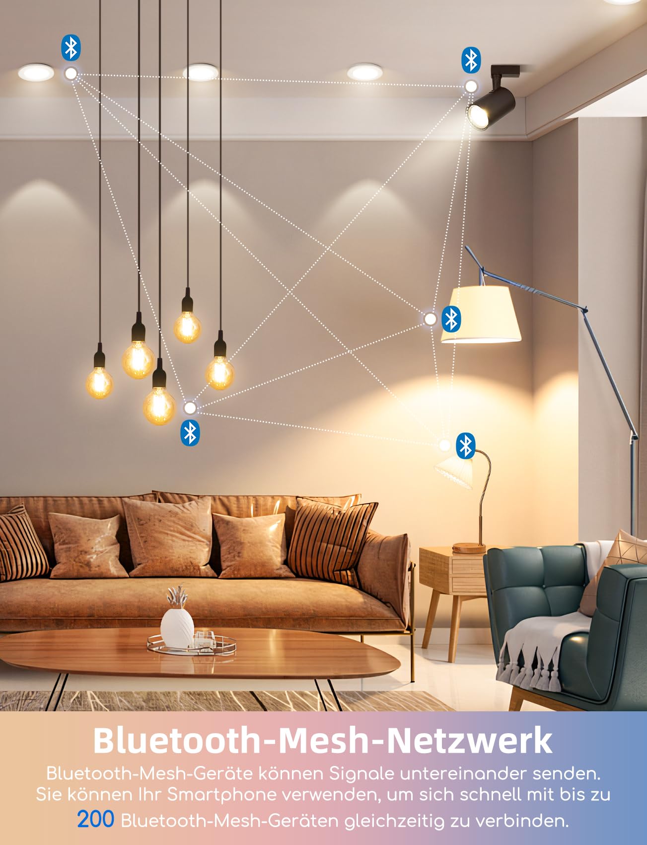 Aigostar Mesh - 6.5W GU10 Alexa Glühbirne Bluetooth Mesh, Smarte Glühbirne Funktioniert mit Alexa, GU10 LED Smart Bulb 555LM CCT(2700K-6500K), 6 Stücke (mit Bluetooth-Fernbedienung und Gateway)