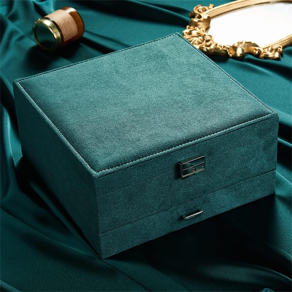 Three-ayers Flannel Jewelry Organizer Box Necklaces Earrings Rings Large Storage Case With Lock for Women