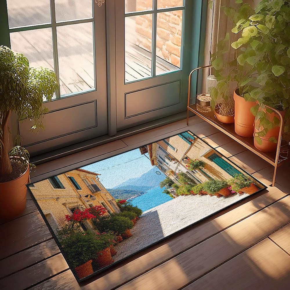 Tapis de porte pour l'avant motif vue côtière paillasson chic 65 x 90 cm