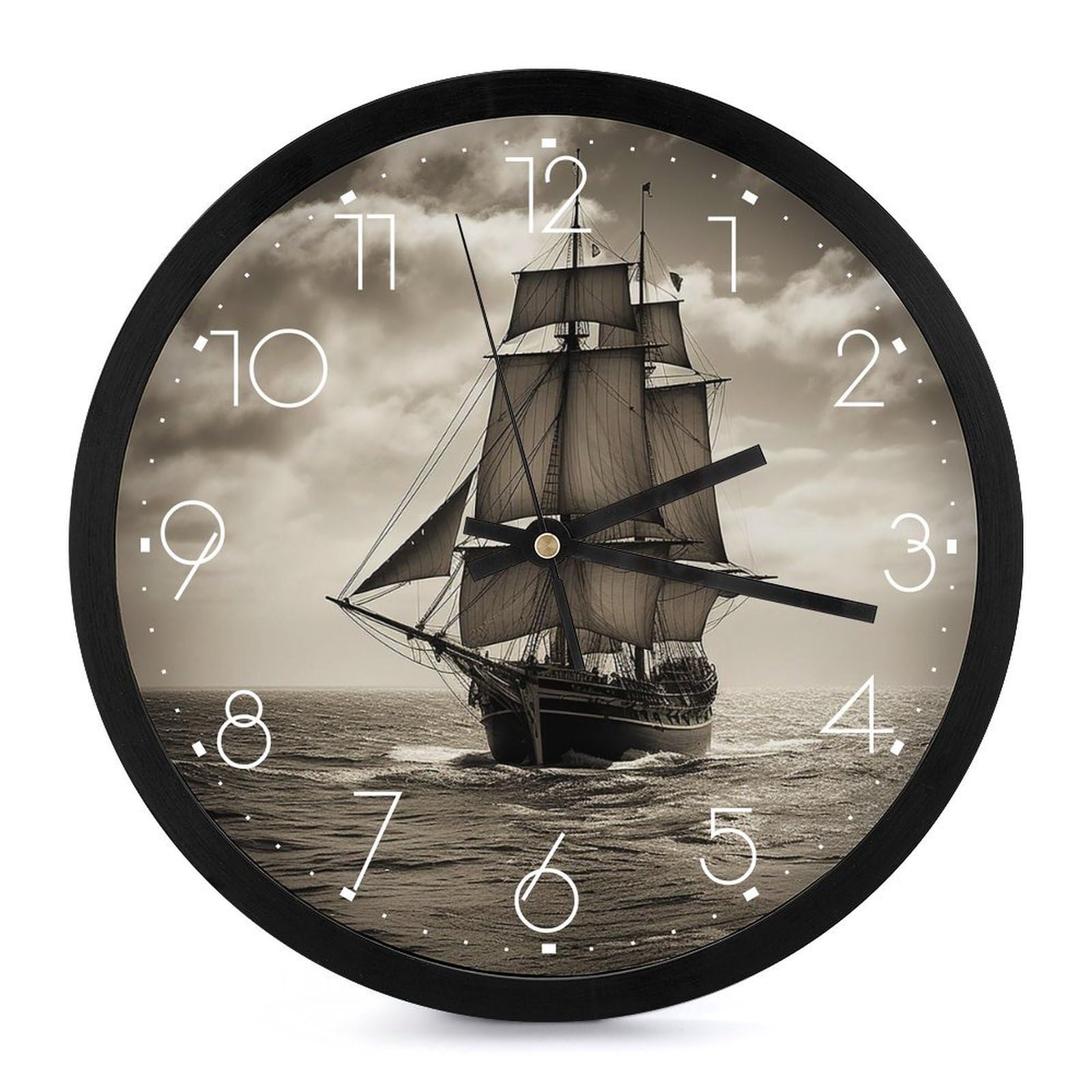 Horloge murale moderne ronde 25,4 cm sans tic-tac à affichage analogique
