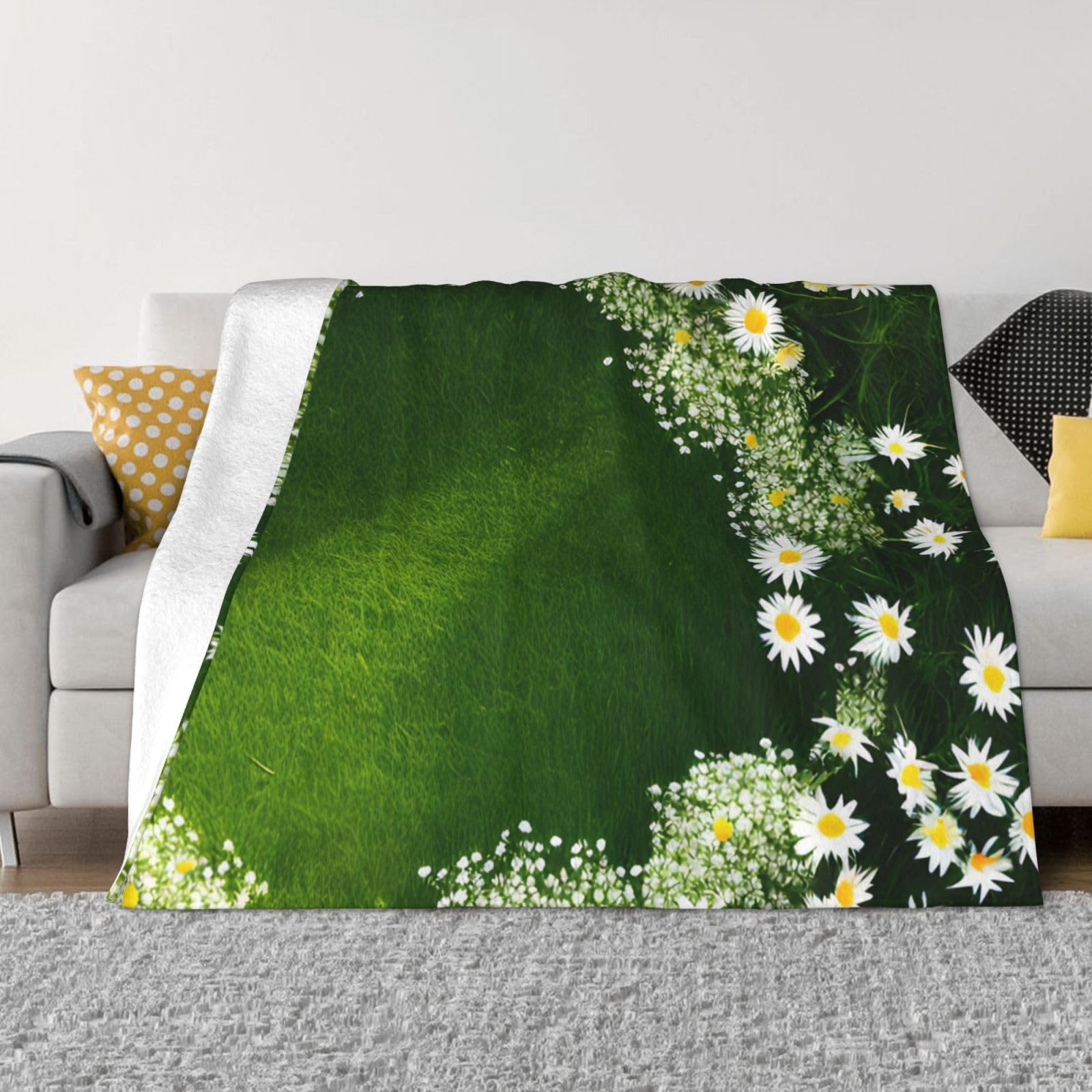 Couverture polaire salon et chambre plaid marguerites artistique