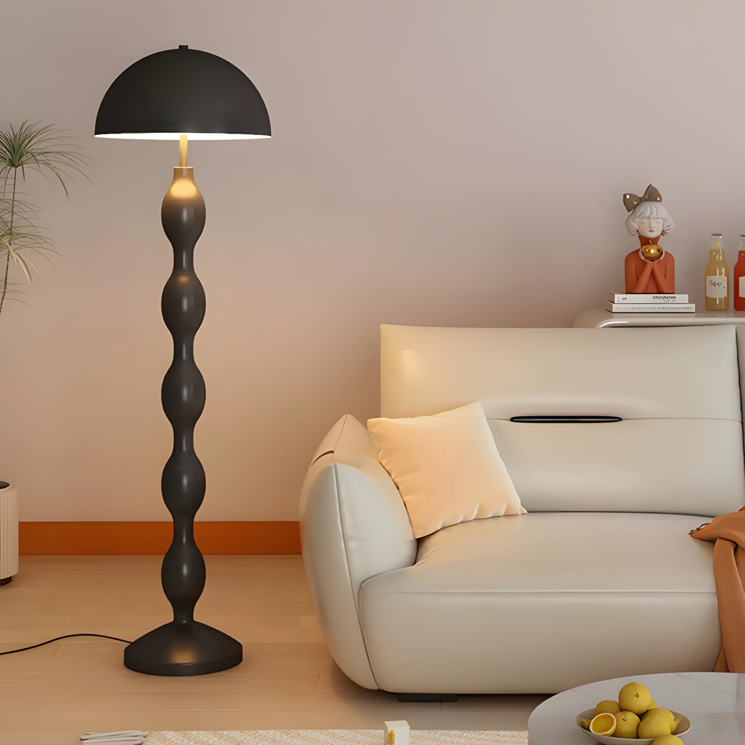 Bofea-Black Floor Lamp with Dome Shade,Mushroom Floor Lamps for