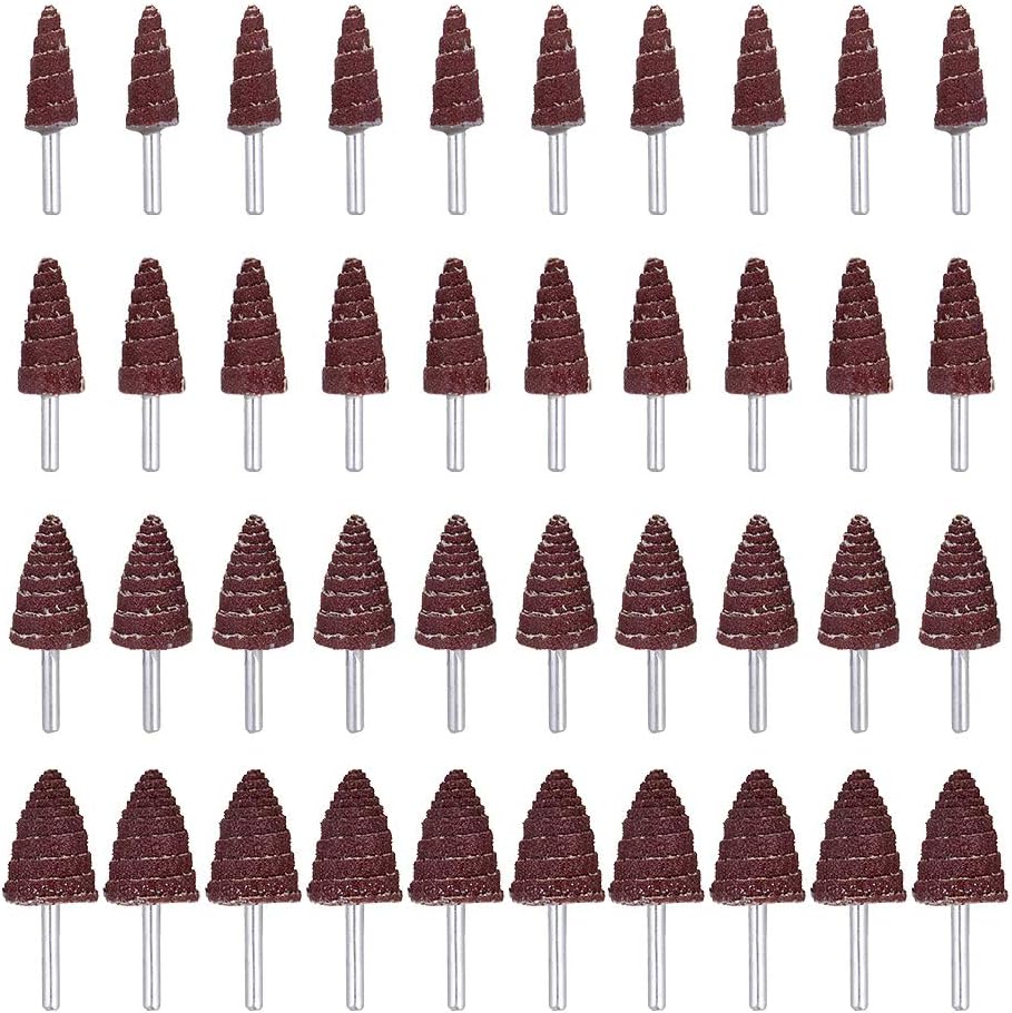 40 Pack 1/4" Shank 80 Grit Cone Shape Abrasive Sandpaper Flap Sanding Wheel Grinding Head Rotary Tool for Grinding and Polishing on Surface and Side Face