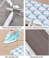 Vista 6 de Tabla de planchar de tamaño completo con soporte de plancha, tabla ligera de altura ajustable, gruesa con cubierta resistente al calor