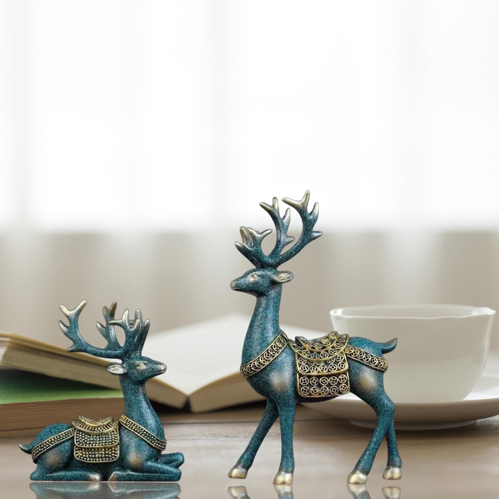 トナカイ、シカ、クリスマス飾り付け、オブジェ Amazon.co.jp: クリスマストナカイの置物 - 座っている鹿、トナカイの