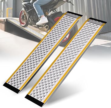 Aluminum Shed Ramp 2 Pack, 47" Long Shed Ramp for Riding Mower, Sturdy Anti-Slip Loading, Lightweight Ramps for Motorcycles, Lawn Mower, ATVs, Blowers, Carts, Pickup Trucks-880 lbs/PR Capacity