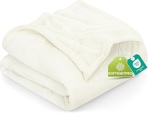 Utopia Bedding - Manta de vellón de lujo, mullida, antiestática manta de suave microfibra de 8.8 ozyd (300 gm) para cama tamaño Queen, color marfil