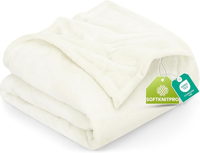 Utopia Bedding Fleece Blanket King Size Ivory 300GSM Luxury Fuzzy Soft Anti-Static Microfiber Bed Blanket (90x102 Inch)
