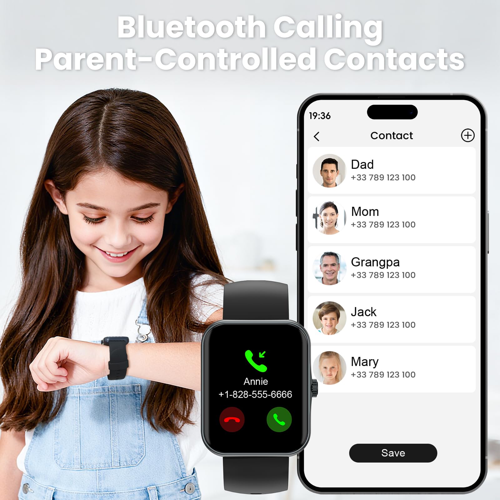 BJLBOJEY Reloj inteligente para niños, podómetro, ritmo cardíaco, rastreador de sueño, modo deportivo, reloj inteligente HD de 1.8 pulgadas para niños con/sin aplicación para niños, niñas y